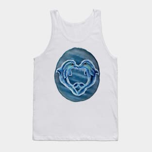 Kissing Dolphins Blue Agate Tank Top